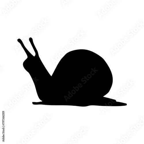 black silhouette of a walking snail