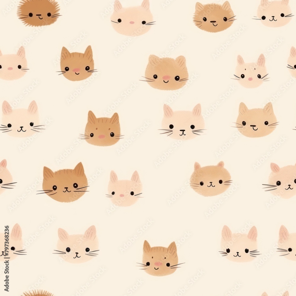 Brown cat heads pattern mammal animal. Brown cat heads pattern mammal animal.
