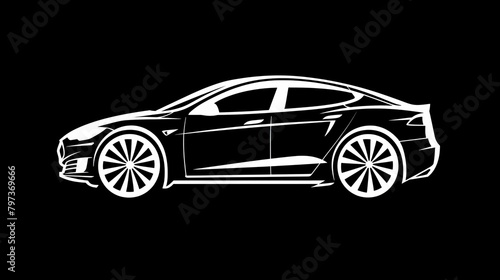 electric car logo symbol  minimal black and white logo  copy and text space  16 9