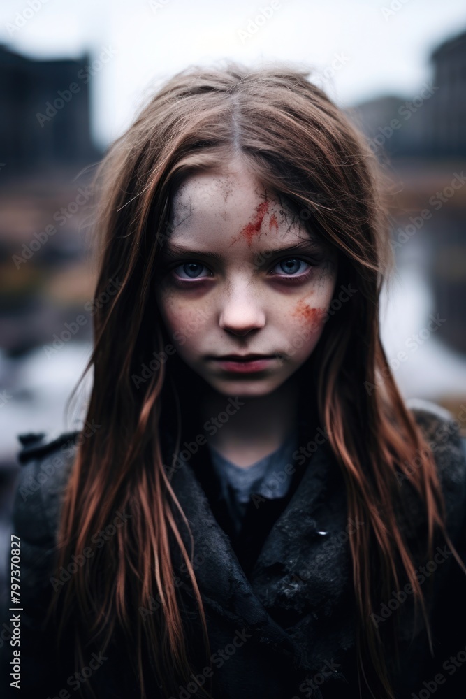 a girl with a bloody face a girl with a bloody face