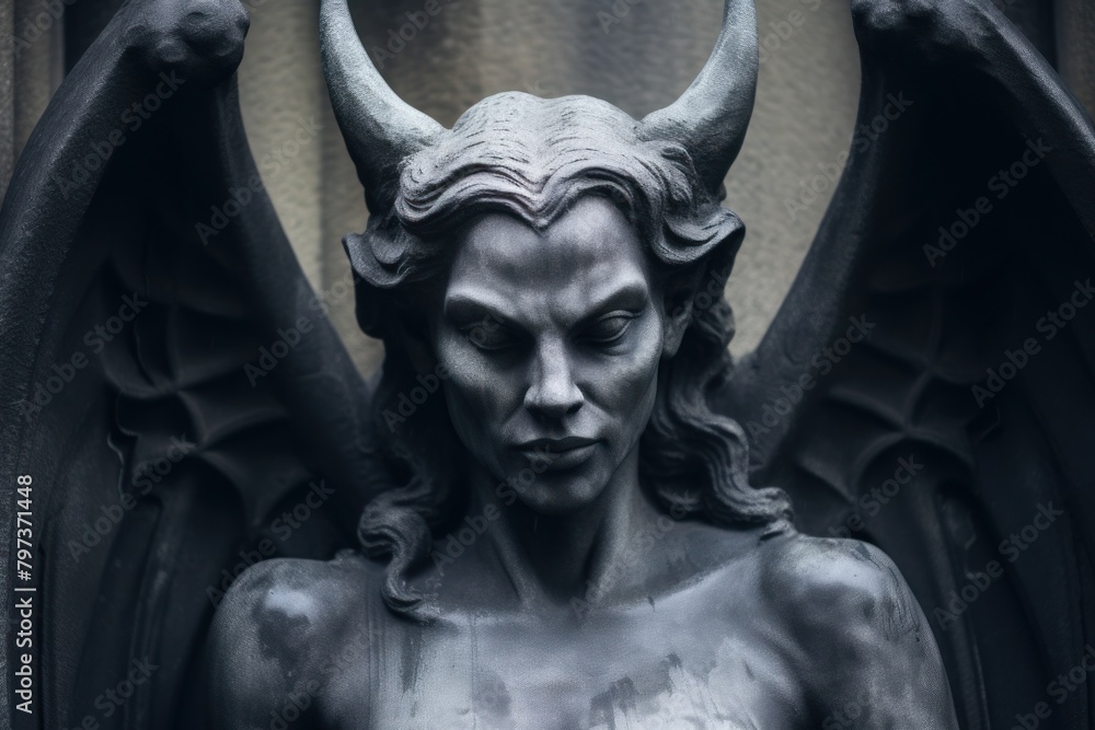 a statue of a woman with horns a statue of a woman with horns