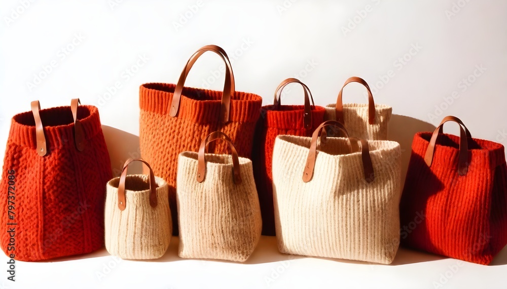 Several craft bags on white background