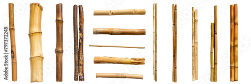 Panel kuchenny z motywem Piece of tropical bamboo trunk collection isolated on transparent background