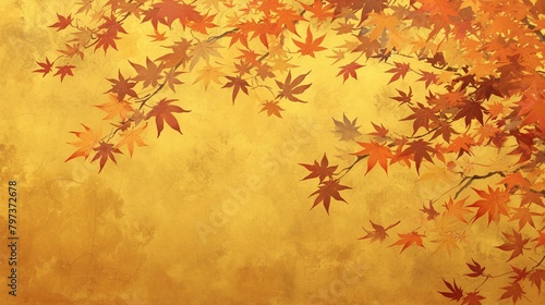 紅葉のゴールドテクスチャー、和風1