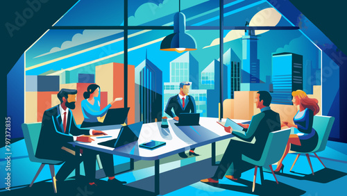 Business, finance and marketing , working businessmen, people in a meeting at the table, teamwork, making a deal and men at the computer.Business meeting: businessmen at the table.Teamwork