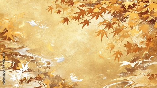 紅葉のゴールドテクスチャー、和風14