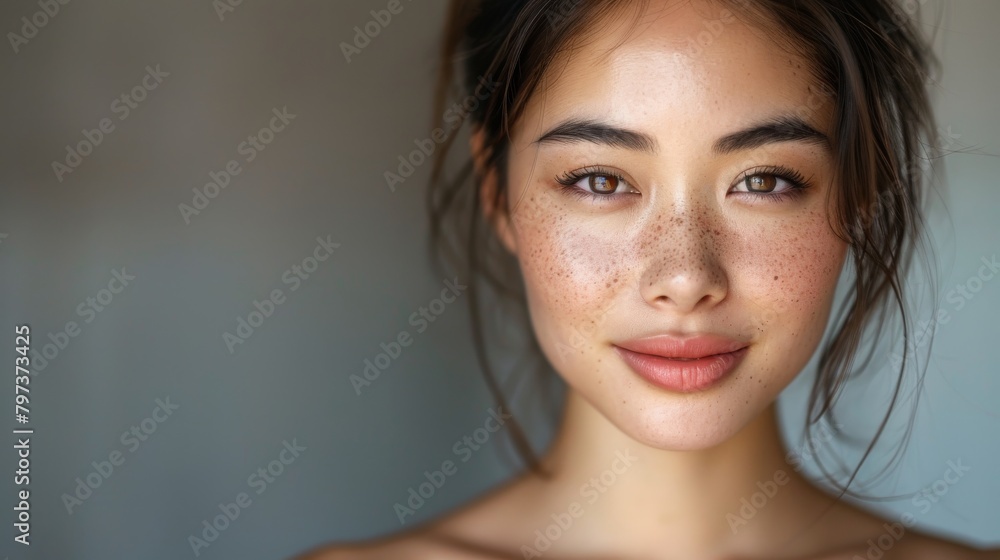 A woman with brown hair and a tan complexion is smiling at the camera A woman with brown hair and a tan complexion is smiling at the camera