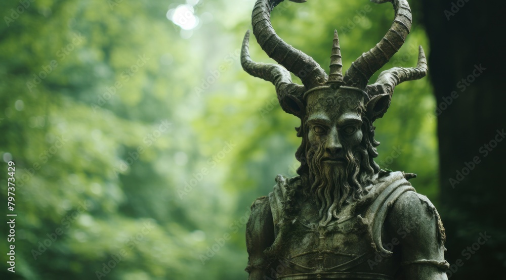 a statue of a man with horns a statue of a man with horns