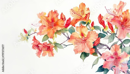 A watercolor painting of pink azalea flowers.