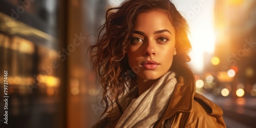 a woman with curly hair and a scarf