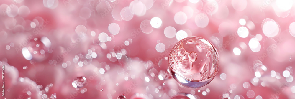 red pink abstract oil bubbles or face serum background. pink Oil and water bubbles molecule ,pink Bubbles oil or collagen serum for cosmetic product, banner poster red pink abstract oil bubbles or face serum background. pink Oil and water bubbles molecule ,pink Bubbles oil or collagen serum for cosmetic product, banner poster