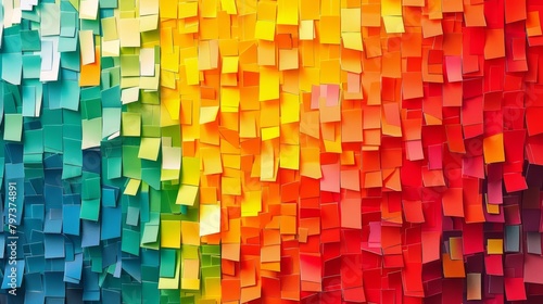 A wall of colorful sticky notes. photo