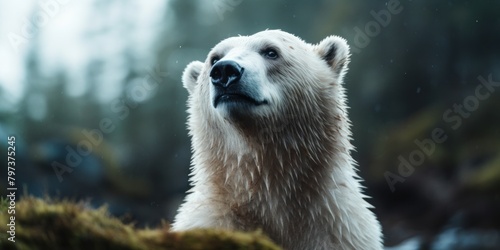 a polar bear looking up photo