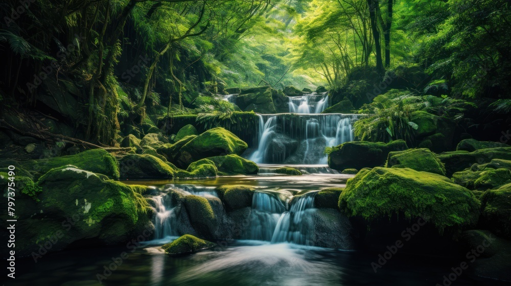 Obraz premium a waterfall in a forest