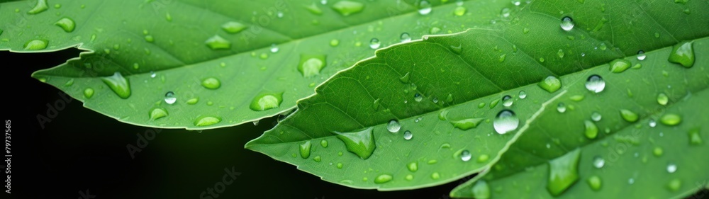 a close up of water droplets on a leaf a close up of water droplets on a leaf