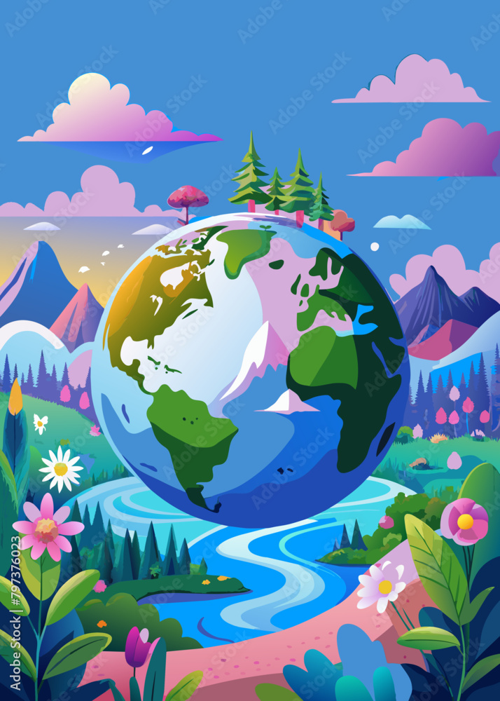 Naklejka premium globe, holding, nature and environmental protection for poster, banner or background.Hold the World in Your Hands: Nature & Environment Protection.Our Planet, Our Future: Protect the Earth. the eco