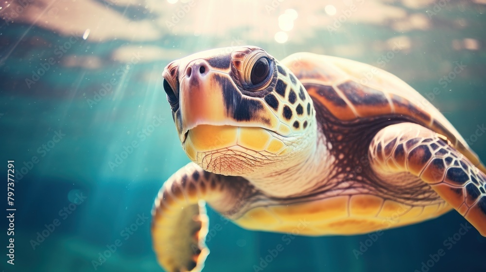 Fototapeta premium a turtle swimming in the water