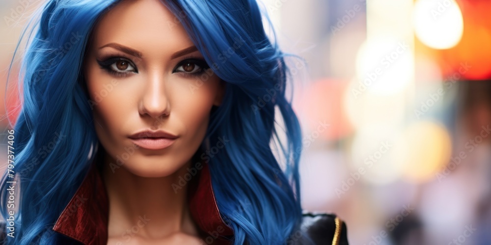 Naklejka premium a woman with blue hair