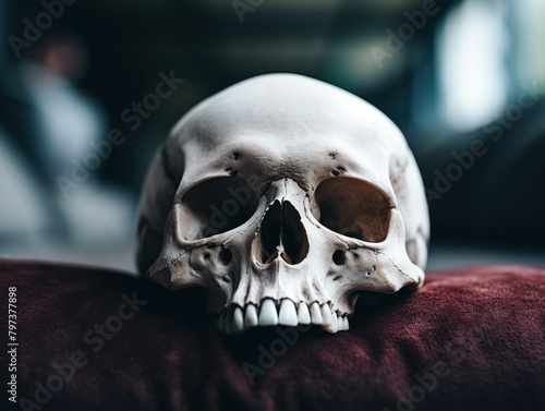 a skull on a pillow