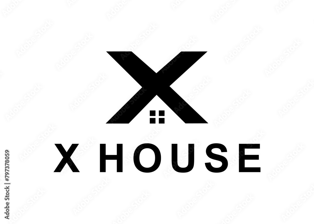 letter x house logo, design, Vector, illustration, creative icon, template