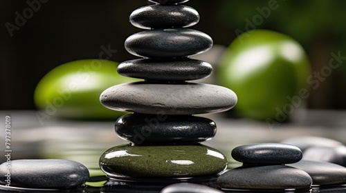 a stack of rocks in water