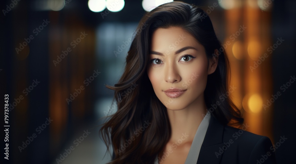 Fototapeta premium a woman with long hair and a dark haircut