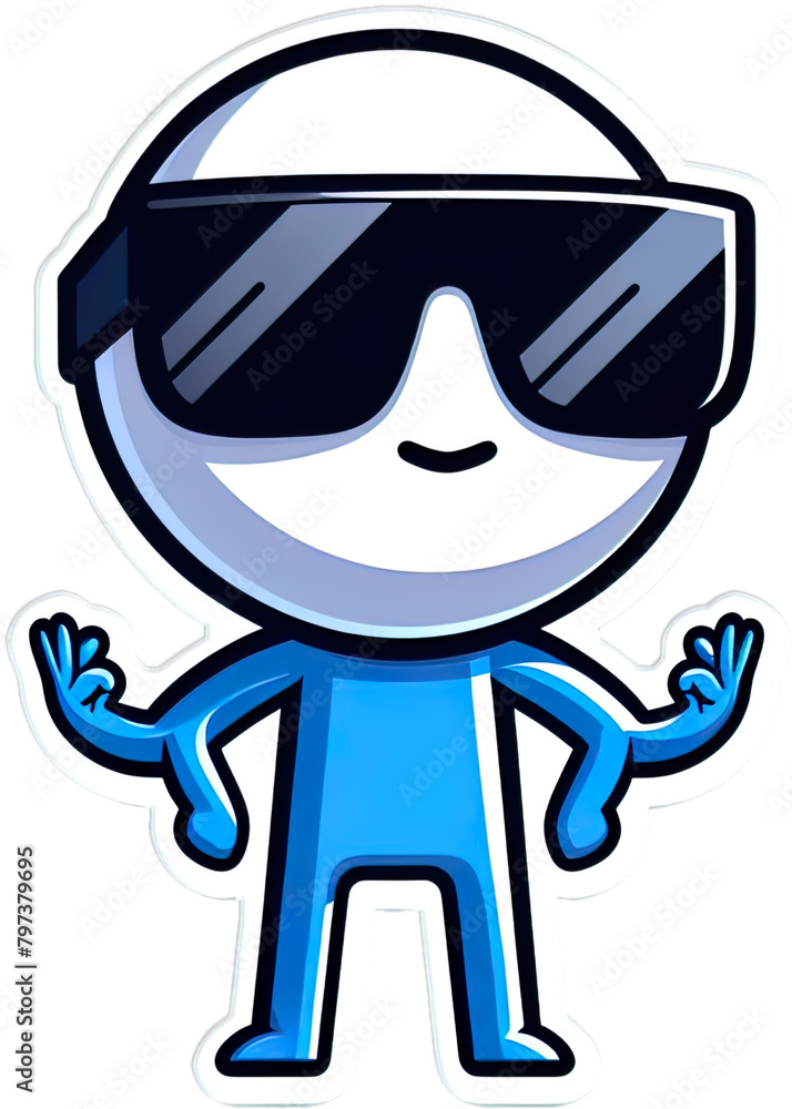 Eine minimalistische coole Vektor-Comicfigur als Sticker Eine minimalistische coole Vektor-Comicfigur als Sticker