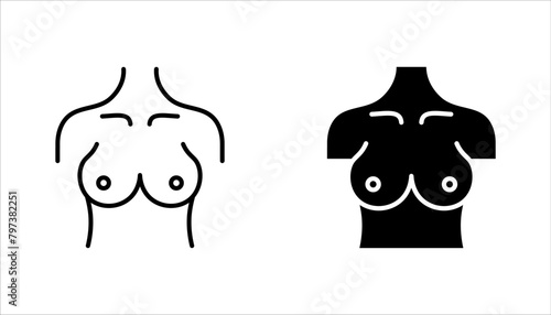 Boob vector icon set, breast symbol. Modern, vector illustration on white background