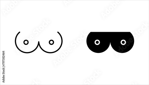 Boob vector icon set, breast symbol. Modern, vector illustration on white background