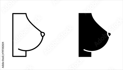 Boob vector icon set, breast symbol. Modern, vector illustration on white background