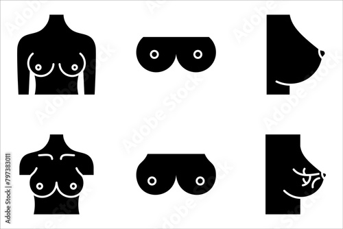 Boob vector icon set, breast symbol. Modern, vector illustration on white background