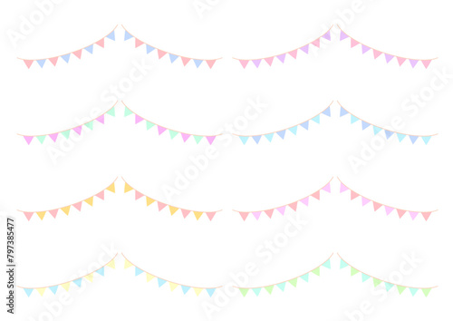 ガーランド、旗の素材セット。飾り。