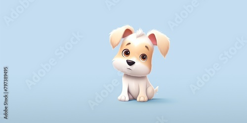 A cute cartoon dog with floppy ears and a big head