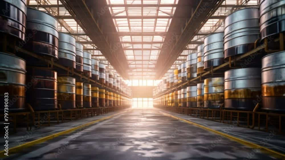 Chemical storage tanks neatly stored in warehouse. Chemical storage tanks neatly stored in warehouse.