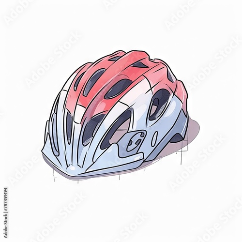 Giro Cinder MIPS bike helmet, white and red, in a simple illustration photo