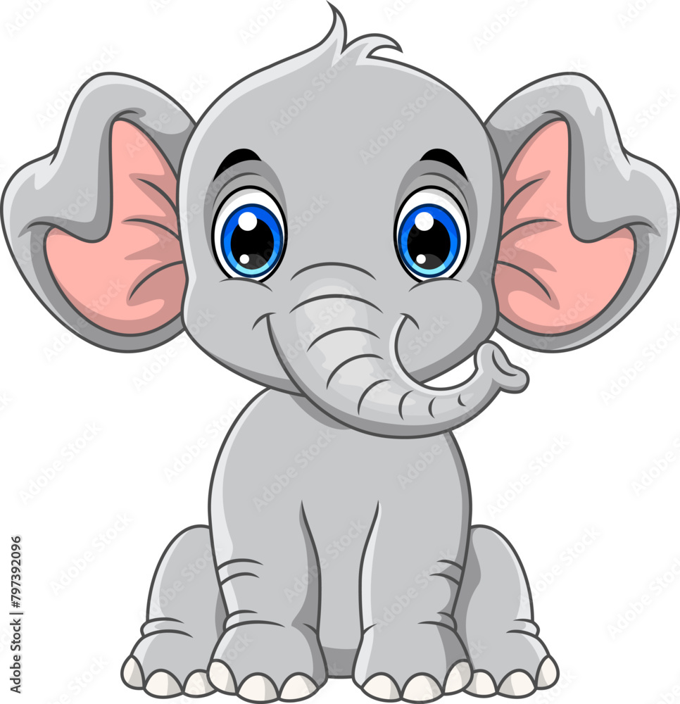 Vector illustration of cute elephant cartoon on white background Vector illustration of cute elephant cartoon on white background