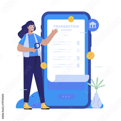 Net banking transaction bills history vector illustration