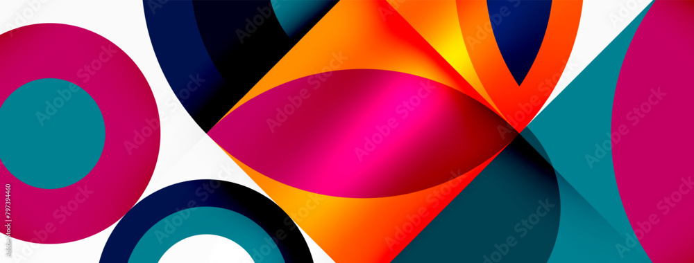 Vibrant liquid magenta paints create a colorful abstract background with swirling circles and triangular petals, resembling a fluid water pattern on a white canvas Vibrant liquid magenta paints create a colorful abstract background with swirling circles and triangular petals, resembling a fluid water pattern on a white canvas