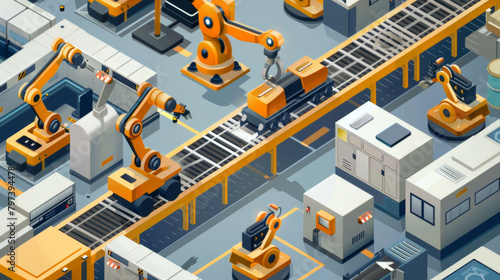 Automated robots efficiently working on a high-tech assembly line © EmmaStock