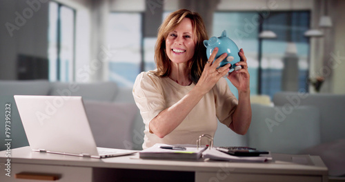 Happy Money Saving Woman
