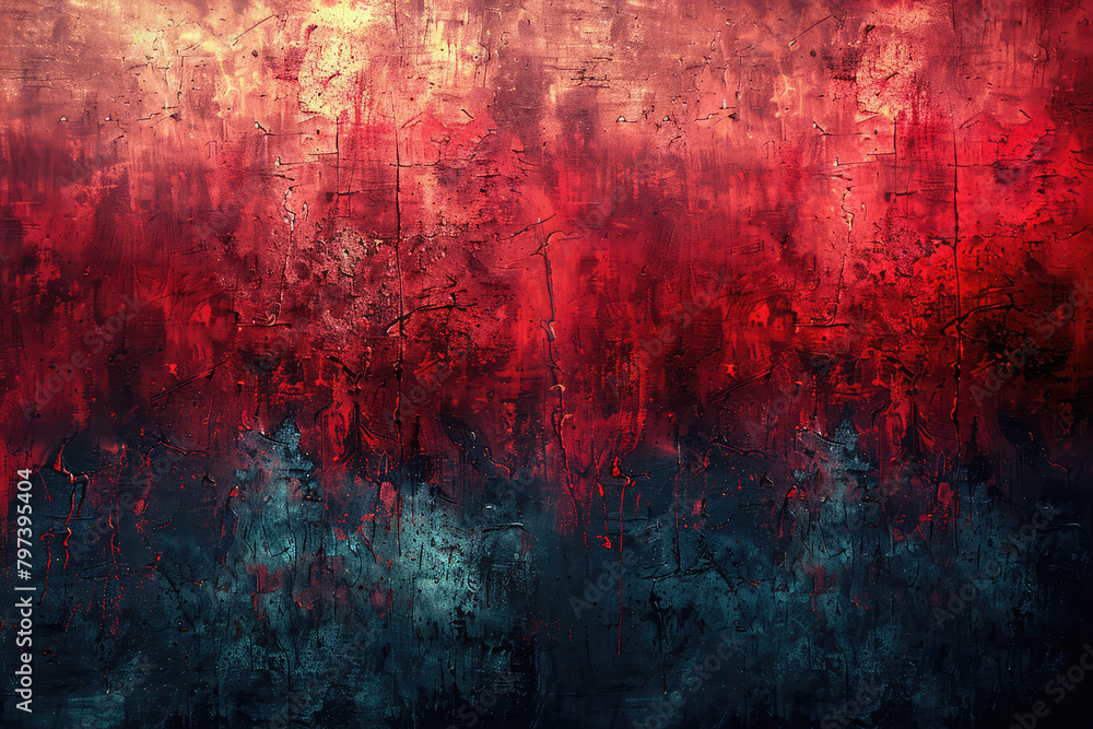 Red painted metal texture with cracked paint. Created with Ai