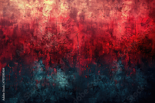 Red painted metal texture with cracked paint. Created with Ai