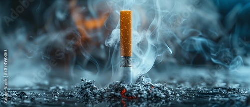 health approaches with an ecigarette and traditional cigarette amidst swirling smoke, reflecting choices and habits photo
