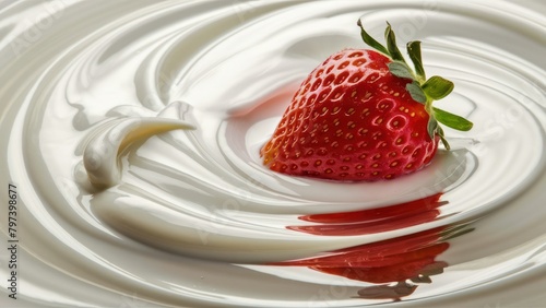 strawberry in a glass of milk © Oleks Stock