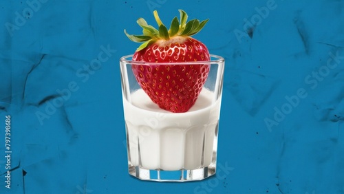 strawberry in a glass of milk