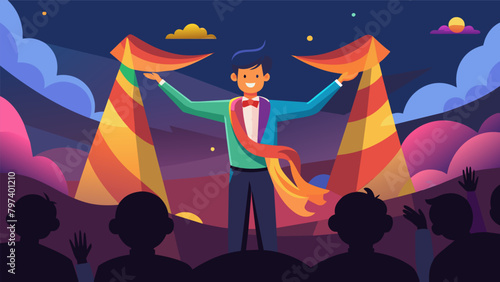 As the sun began to set colorful scarves mysteriously appeared and disappeared from the young magicians hands leaving the audience in awe.