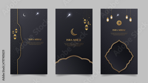 Isra Miraj Islamic Realistic Social Media Stories Collection Template Miraj un Nabi Night Journey