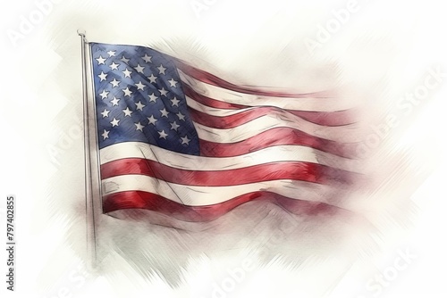 Fourth of July, American flag watercolor photo