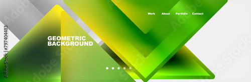 A pattern of green and yellow triangles resembling grass and terrestrial plants on a white background, with hints of electric blue. Perfect for a logo or macro photography project