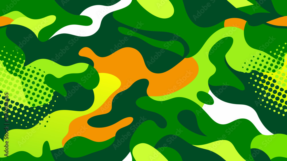 modern abstract camouflage white black orange design vector military army pattern background halftone grunge style